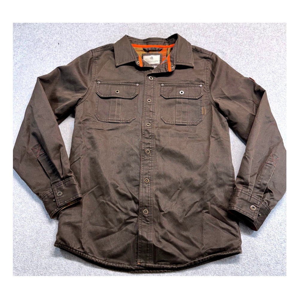 Legendary Whitetails Journeyman Mens S Flannel Lined Shirt Jacket Brown Waxed